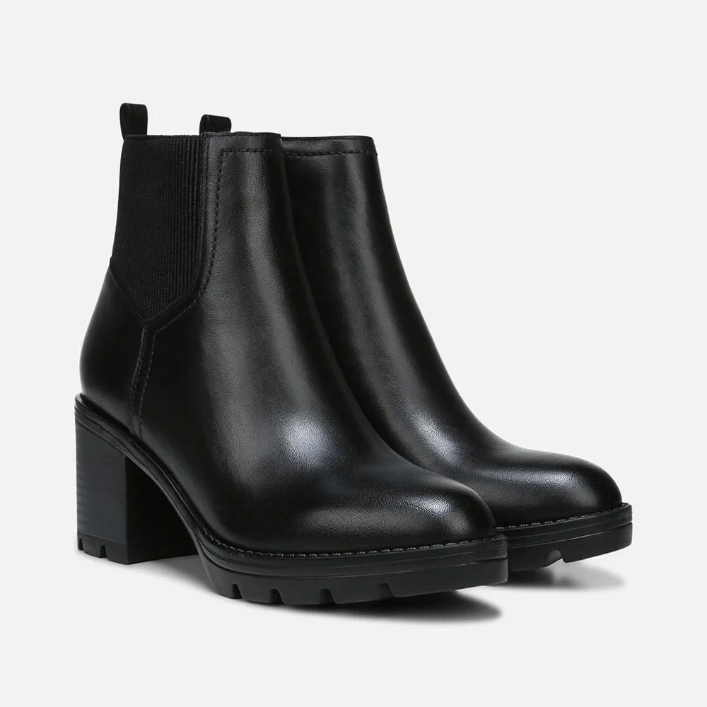 Naturalizer black leather waterproof Verney lug chelsea boots nib 11w